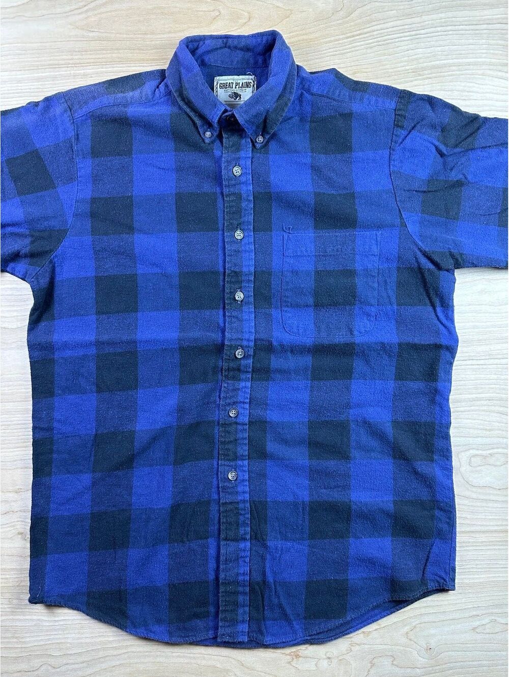 Vintage 80s Great Plains Flannel button up shirt buffalo plaid medium cotton